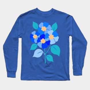Blue Hydrangea Flowers Minimalist Retro Long Sleeve T-Shirt